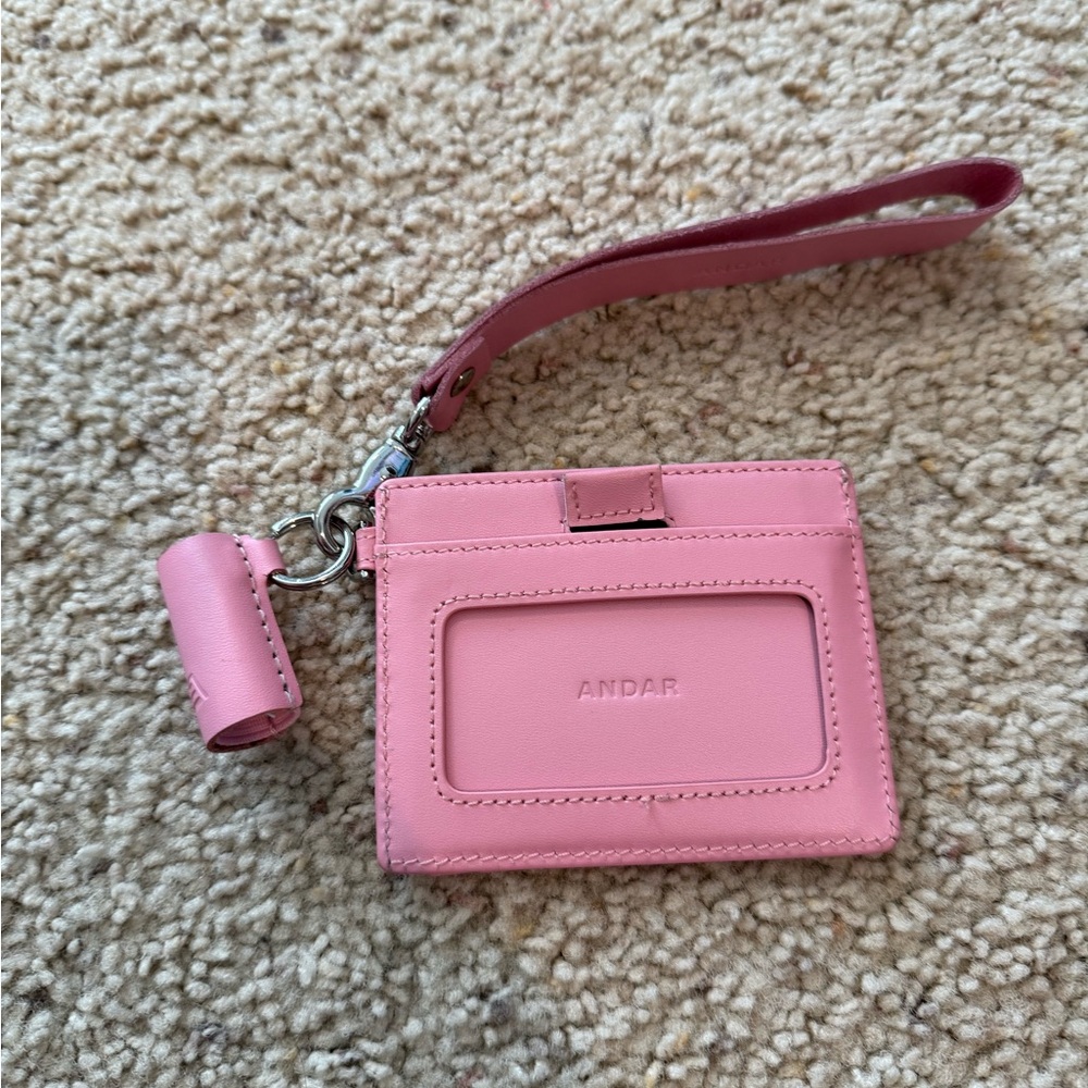 Andar Pink Leather Wallet with Strap